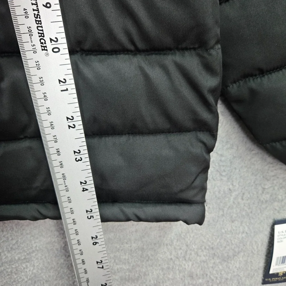 US‎ Polo Assn Boys Jacket Large Black Puffer 1/2 Zip Hoodie Long Sleeve NWT